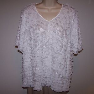 Maggie Barnes Stretch Ruffled Top Shirt 0X (14/16)